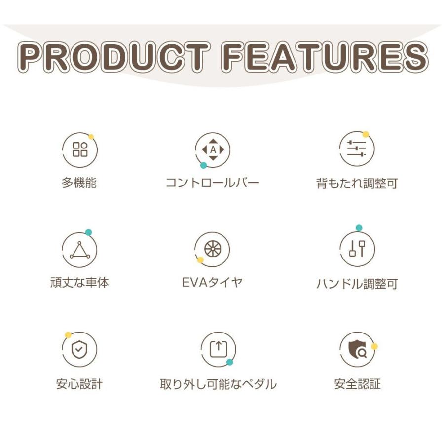 子供用三輪車 舵取り 多機能　手押し棒 カバー おしゃれ 7in1 BTM 1歳 2歳 3歳 ランニングバイク 座面回転 自転車 手押し キックバイク おもちゃ 誕生日の画像