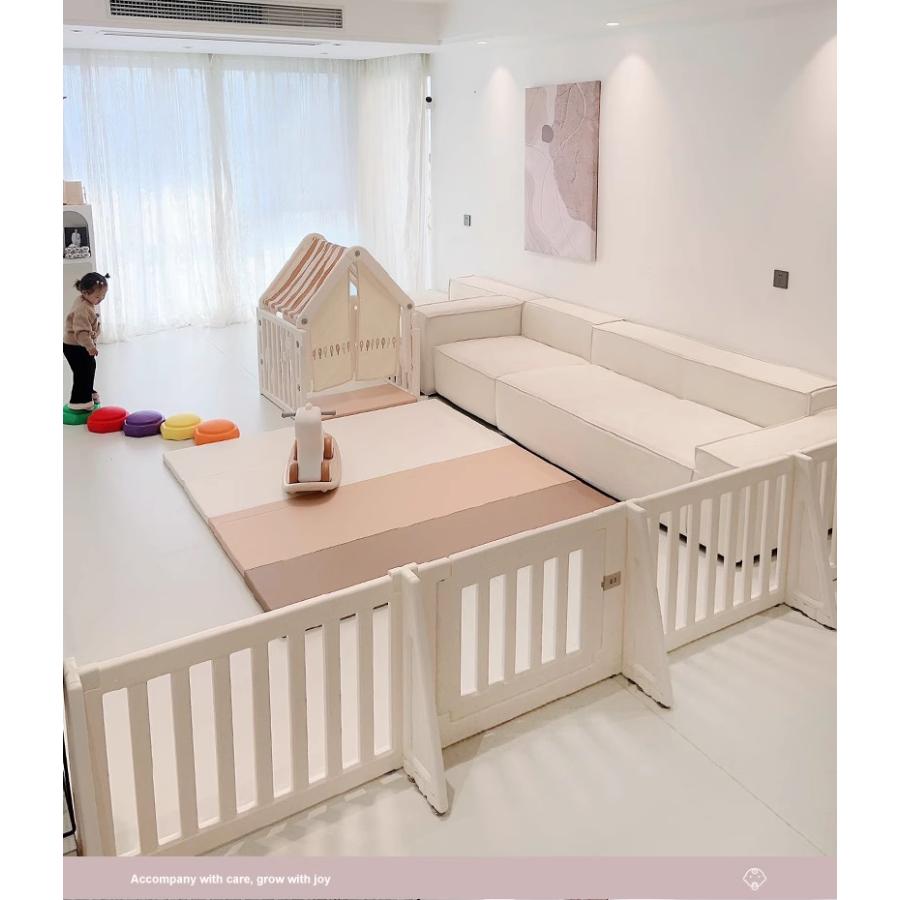 ベビーサークル 200×140 &　専用固定パーツ ベビーサークル固定パーツ 8コセット サポートパーツ : 寝具・子供用品