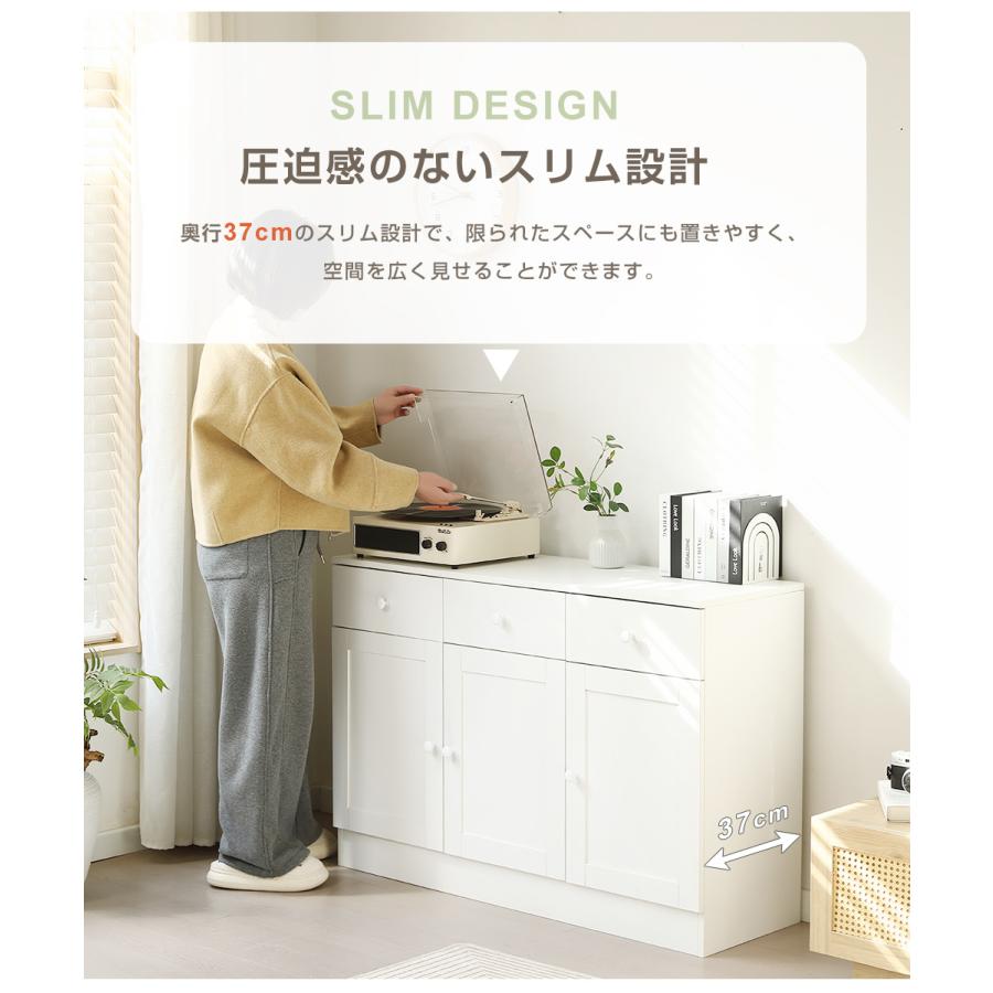 BTM 新作低価☆キャビネット 木製 110cm サイドボード リビングボード