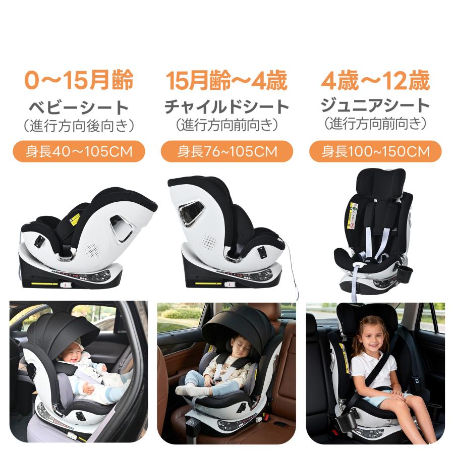 チャイルドシート 新安全基準 R129適合 新生児 ISOFIX 0歳〜12歳 360度