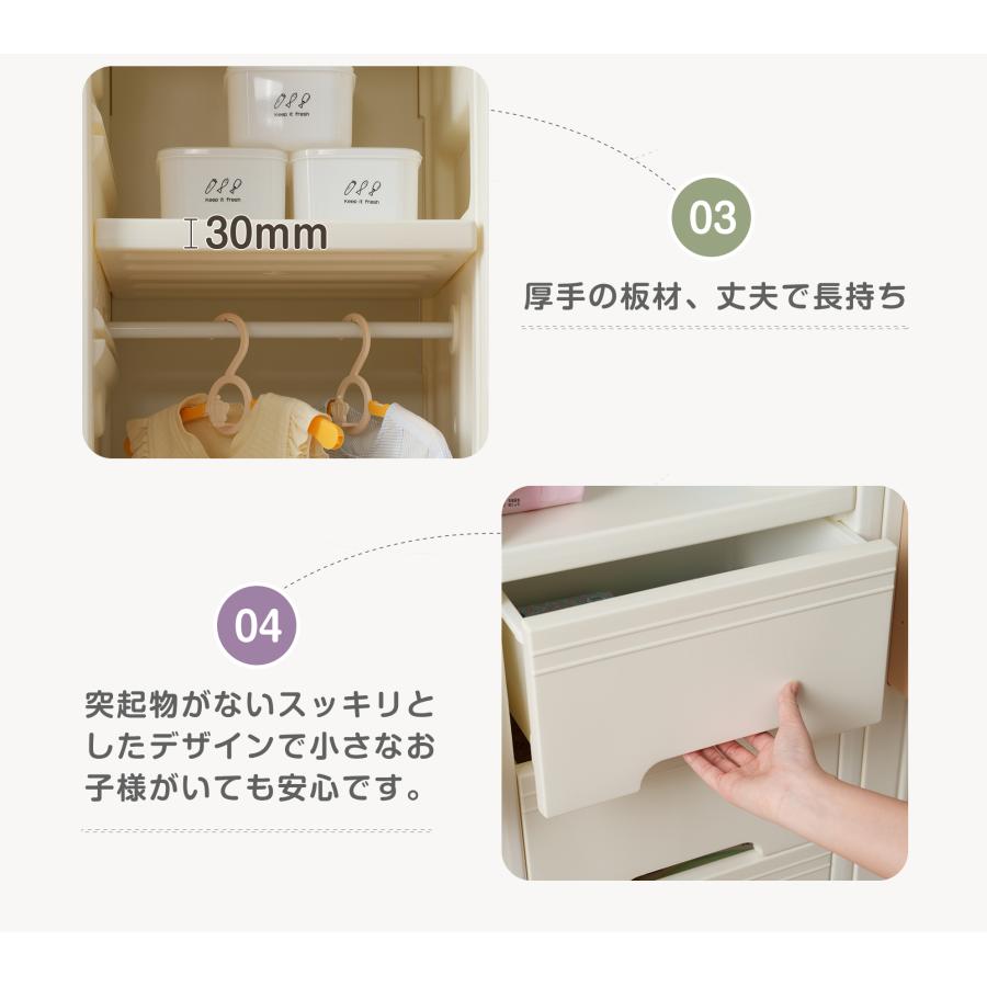 BTM キッズ用収納キャビネット 多機能 大容量 整理棚 衣類収納 小物