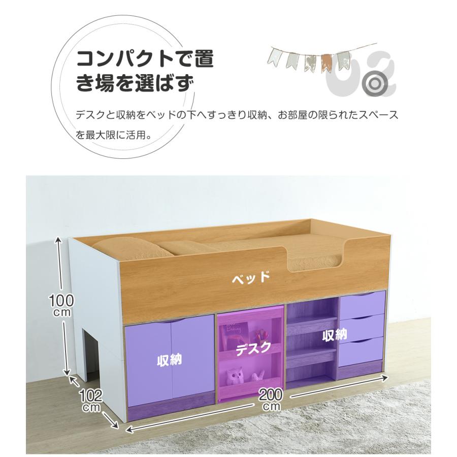 BTM ロフトベッド ロータイプ システムベッド ロフトベット 机付き