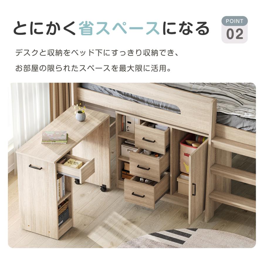 BTM システムベッド ロフトベッド 子供 大人用 分離 分割 ロータイプ