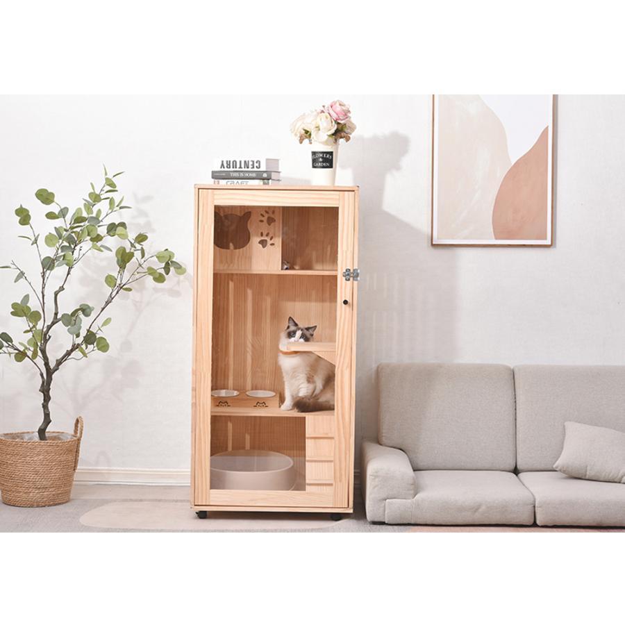 猫 ケージ キャットケージ 3段 木製フレーム 広々 大型 猫ゲージ 高