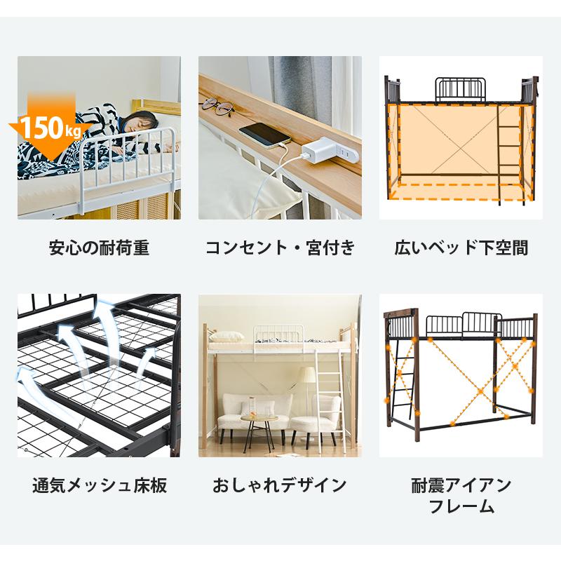 ホワイト特価】ロフトベッド ハイタイプ ロフトベット シングル
