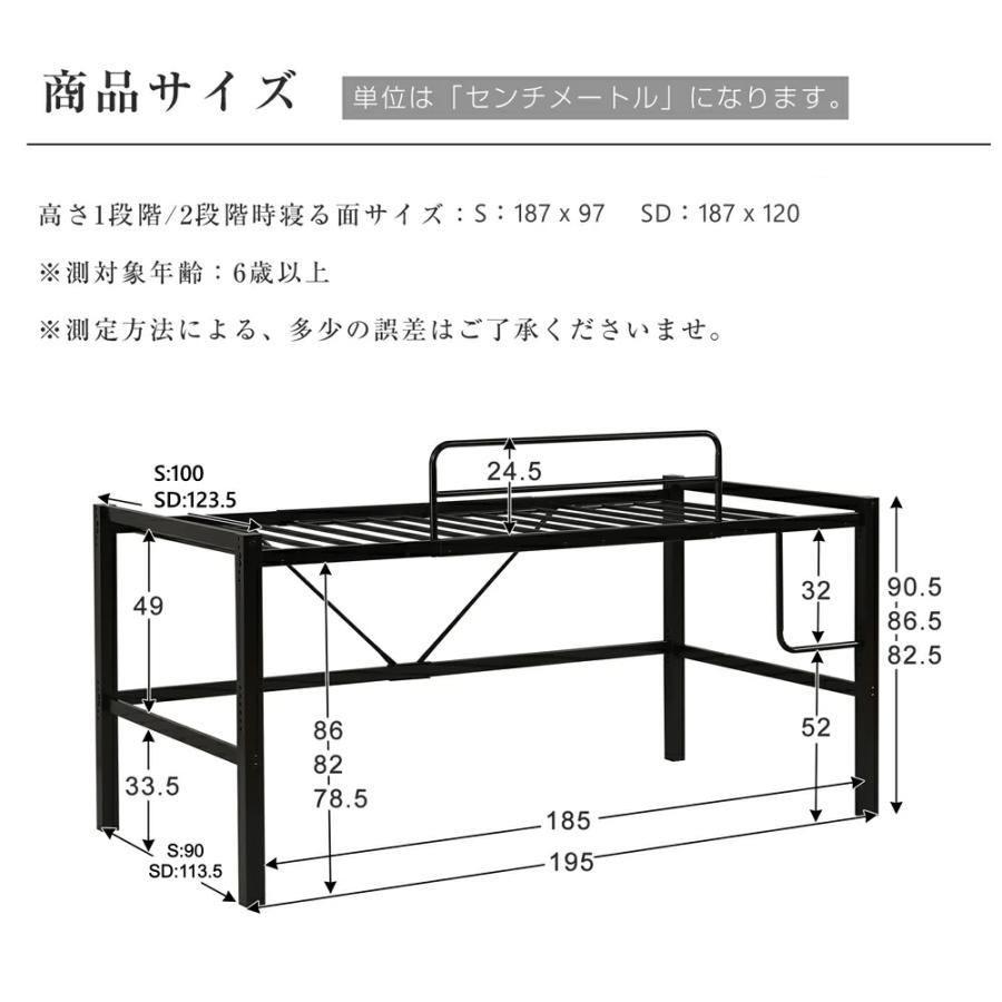 BTM 【限定特価】ロフトベッド ロータイプ ロフトベット パイプベッド