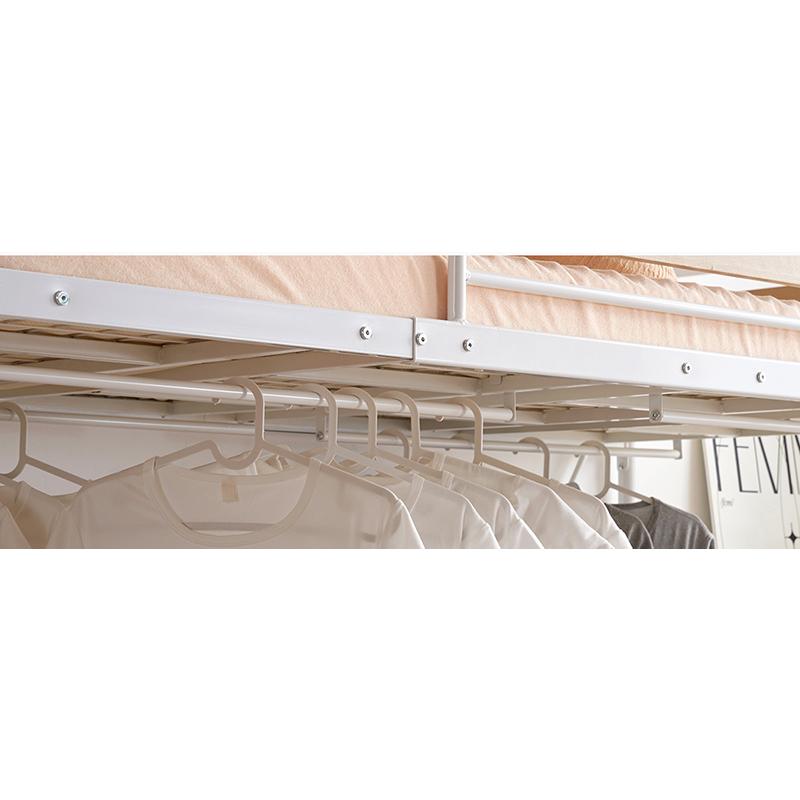 ロフトベッド シングル 高さ140cm ハンガーポール付き BTM ロフトベッド シングル ロータイプ ロフトベット ミドル