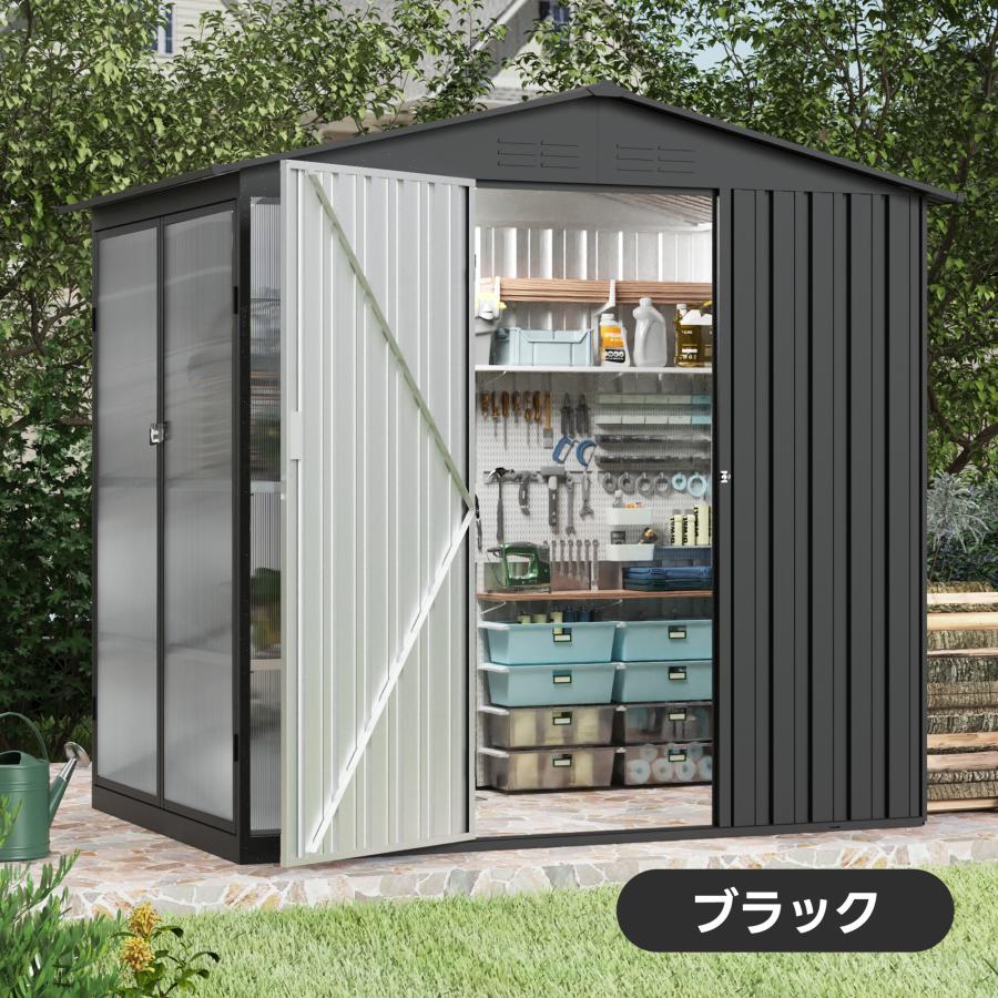 温室+物置】物置 屋外 スチール 倉庫 戸外収納庫 可動棚付き 物置き