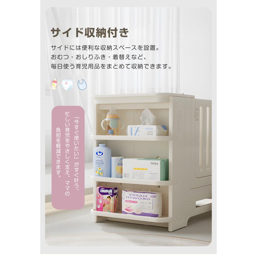 プレイヤード マット付 ベビー用品 多機能 添い寝 赤ちゃん ベビー オムツ替え台 お昼寝 組立簡単 安全認証 安心安全 大容量収納スペース 高さ調整の画像