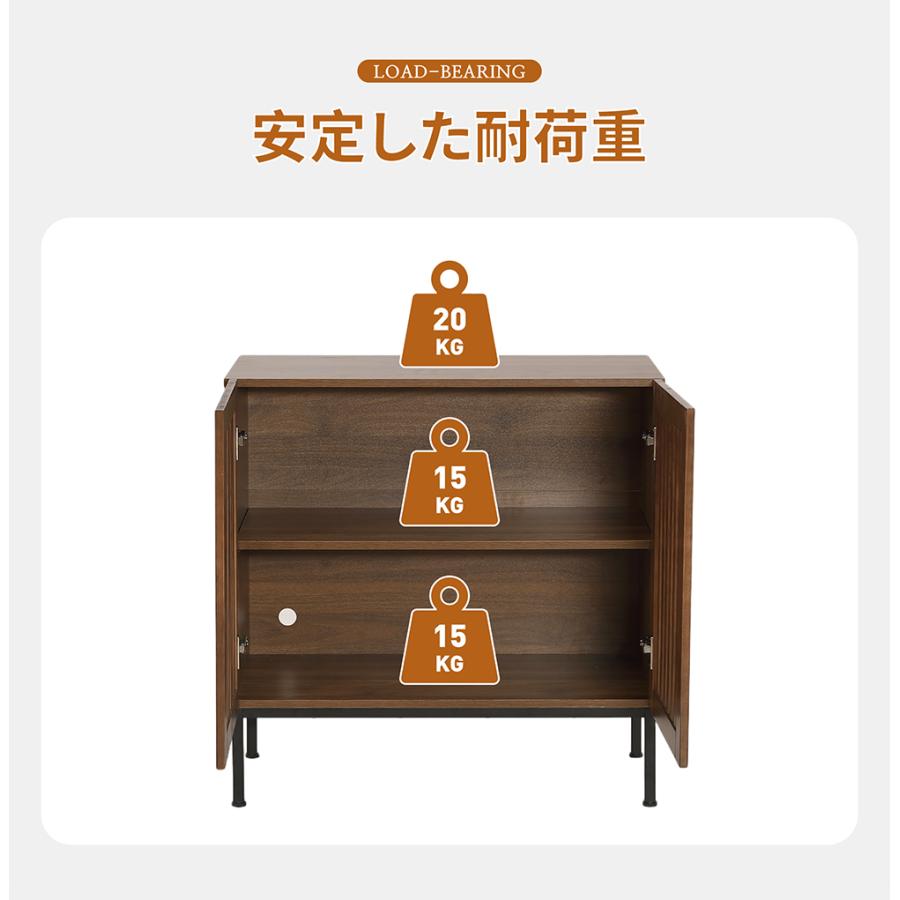 BTM サイドボード 幅80cm 収納棚 キャビネット 開き扉 ナチュラル