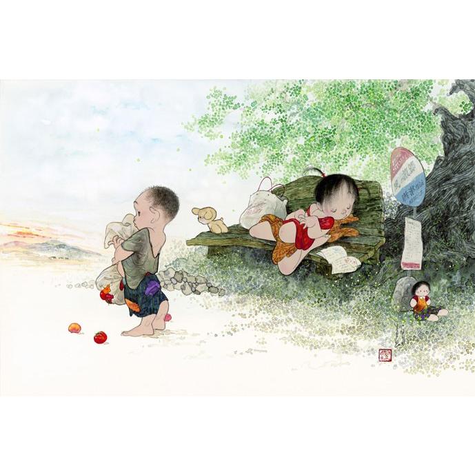 中島潔 レフグラフファイン版画 夏のバス停 : 中島潔・はあとの店