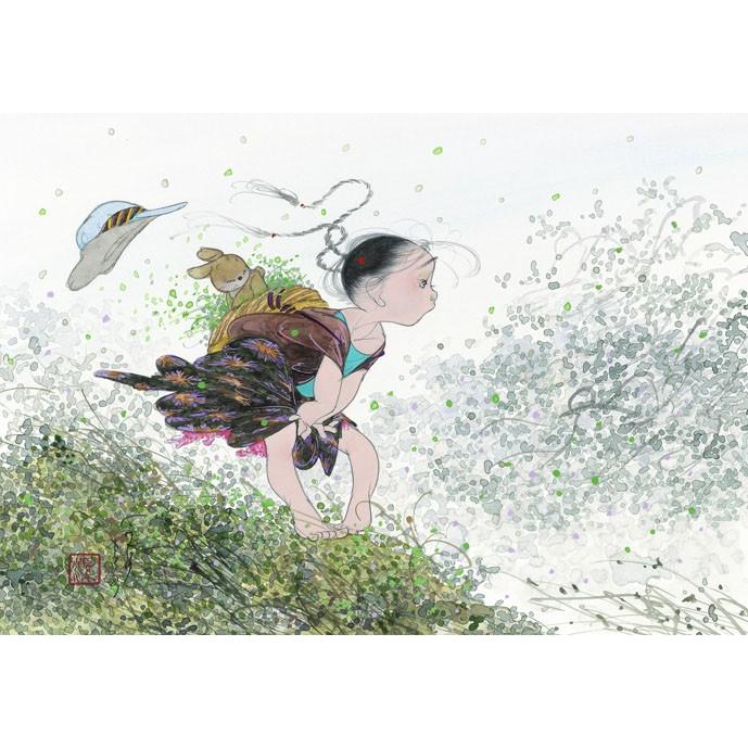 うた ! NK-1049 中島潔 雨地蔵 中島潔 レフグラフファイン版画 雨地蔵 : 中島潔・