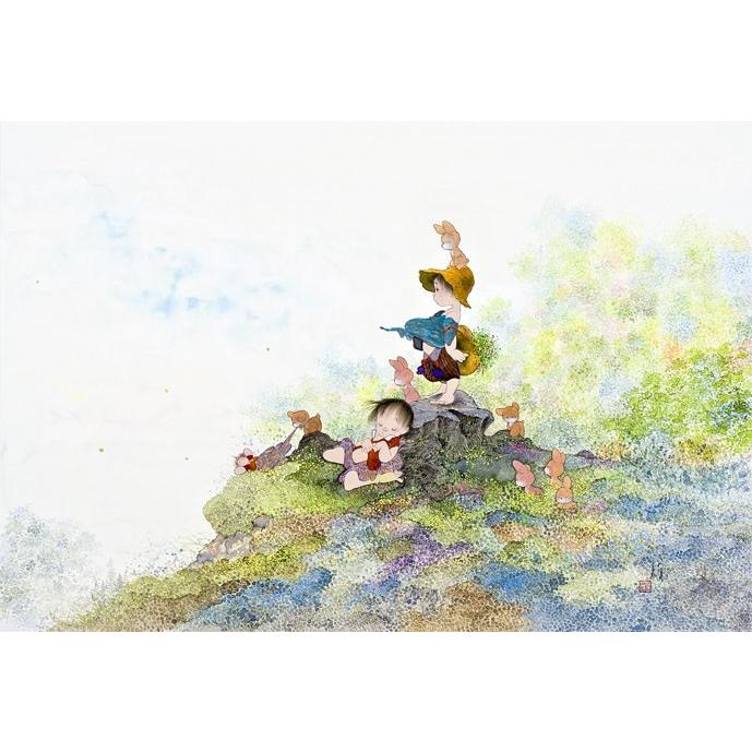 中島潔 直筆サイン2枚 真作木版画 中島潔 「姉妹」 直筆サイン入り