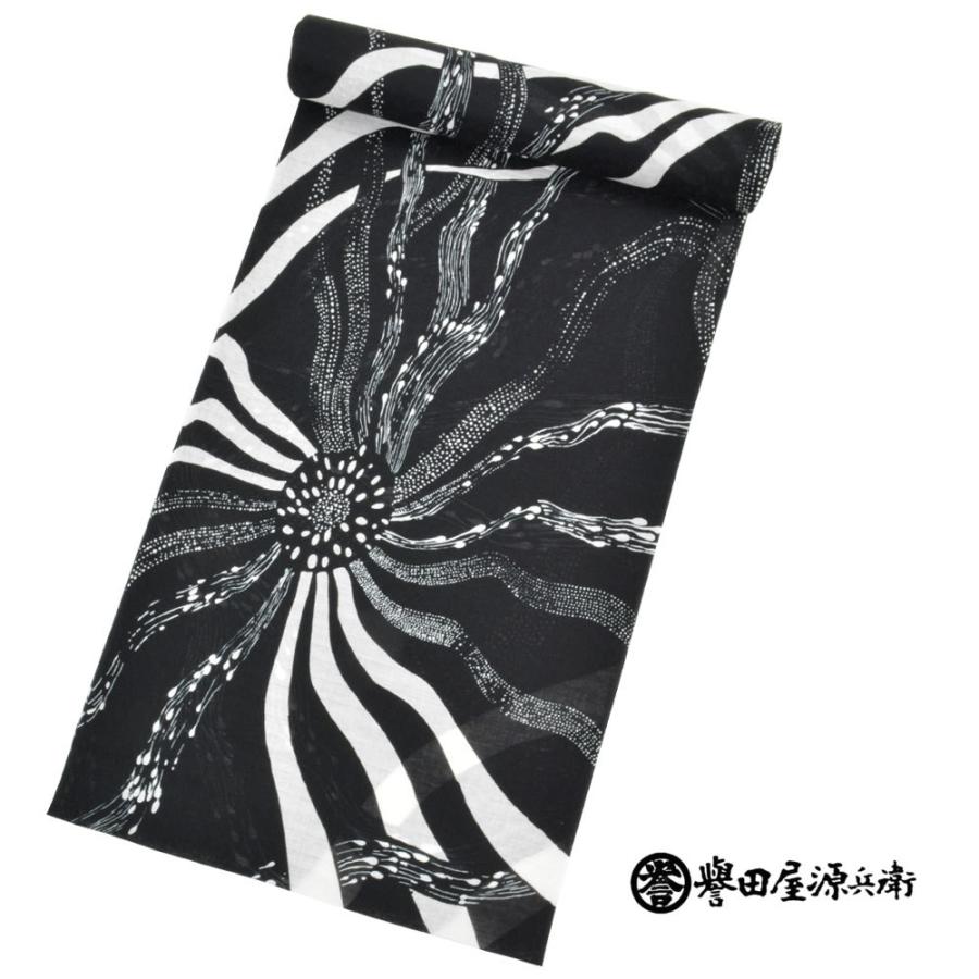 誉田屋源兵衛 1点もの 未仕立て 浴衣 反物 綿浴衣 乱れ華 ブラック