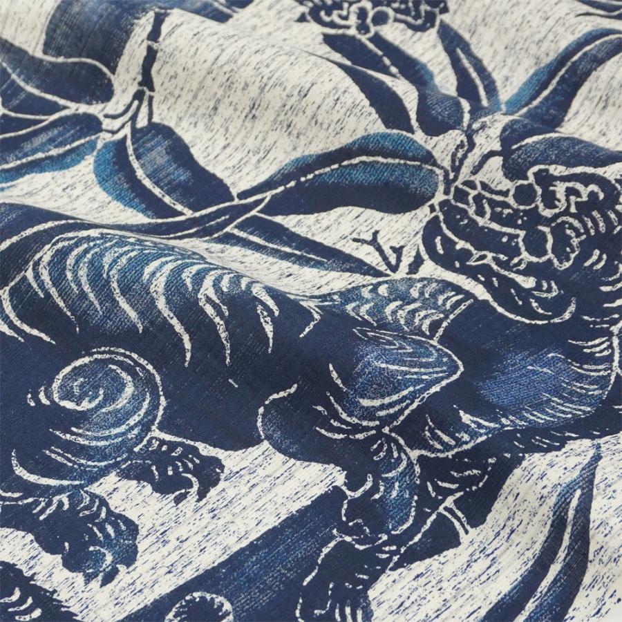 1点限り｜未仕立て 】 浴衣 反物 誉田屋源兵衛 綿麻浴衣 竹に虎 藍