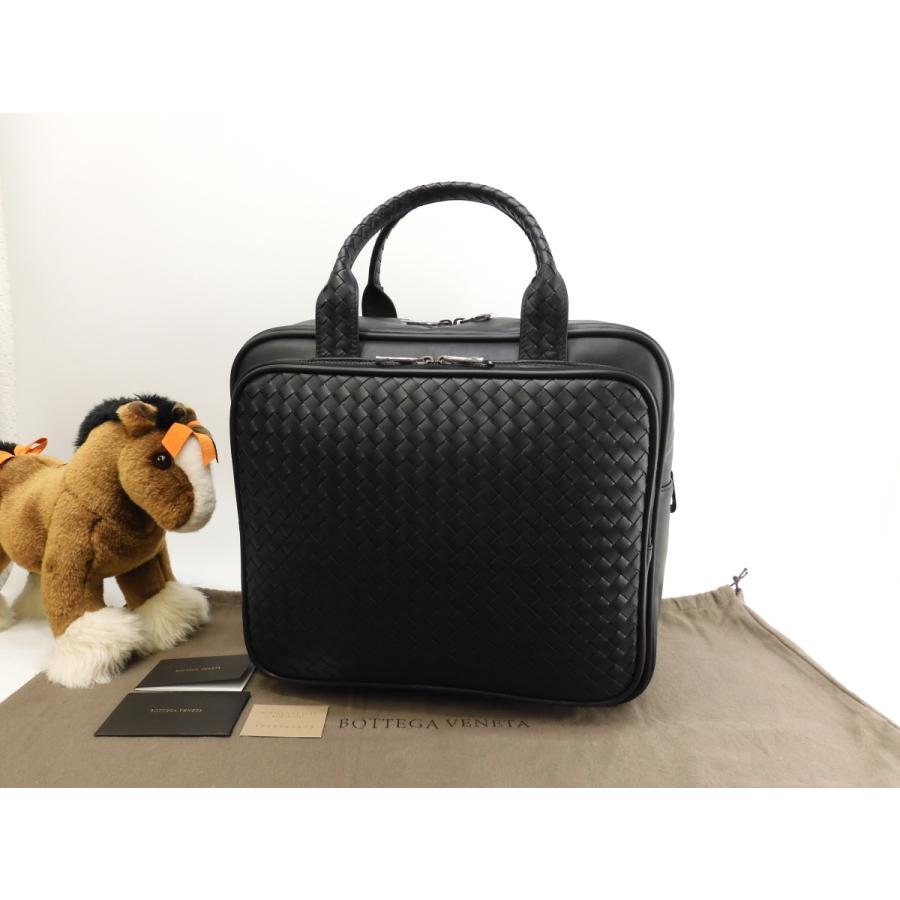 【美品】ボッテガヴェネタ　ビジネスバッグ　イントレチャート　レザー　黒 BOTTEGA VENETA (ボッテガ・ヴェネタ) イントレチャート レザー