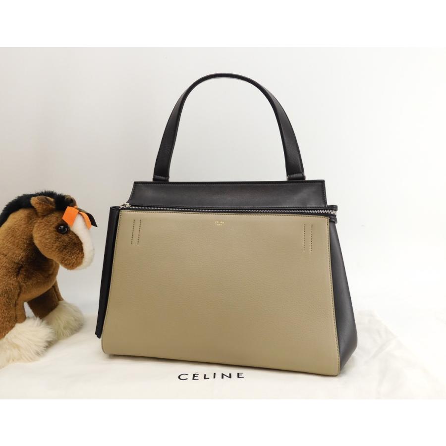 CELINE セリーヌ エッジ セミショルダーバッグ レザー黒灰  
