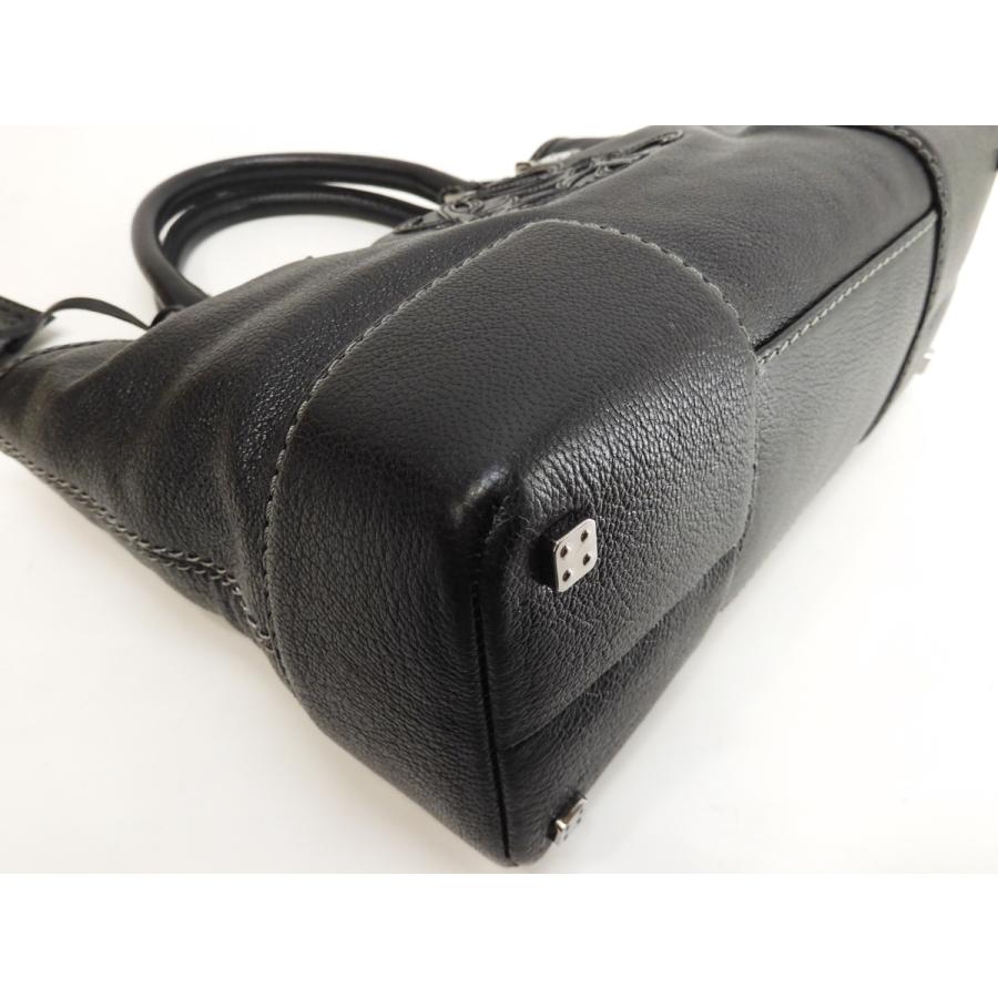 LOEWE ロエベ フスタ30 ハンドバッグ レザー黒 シルバー金具 トート 