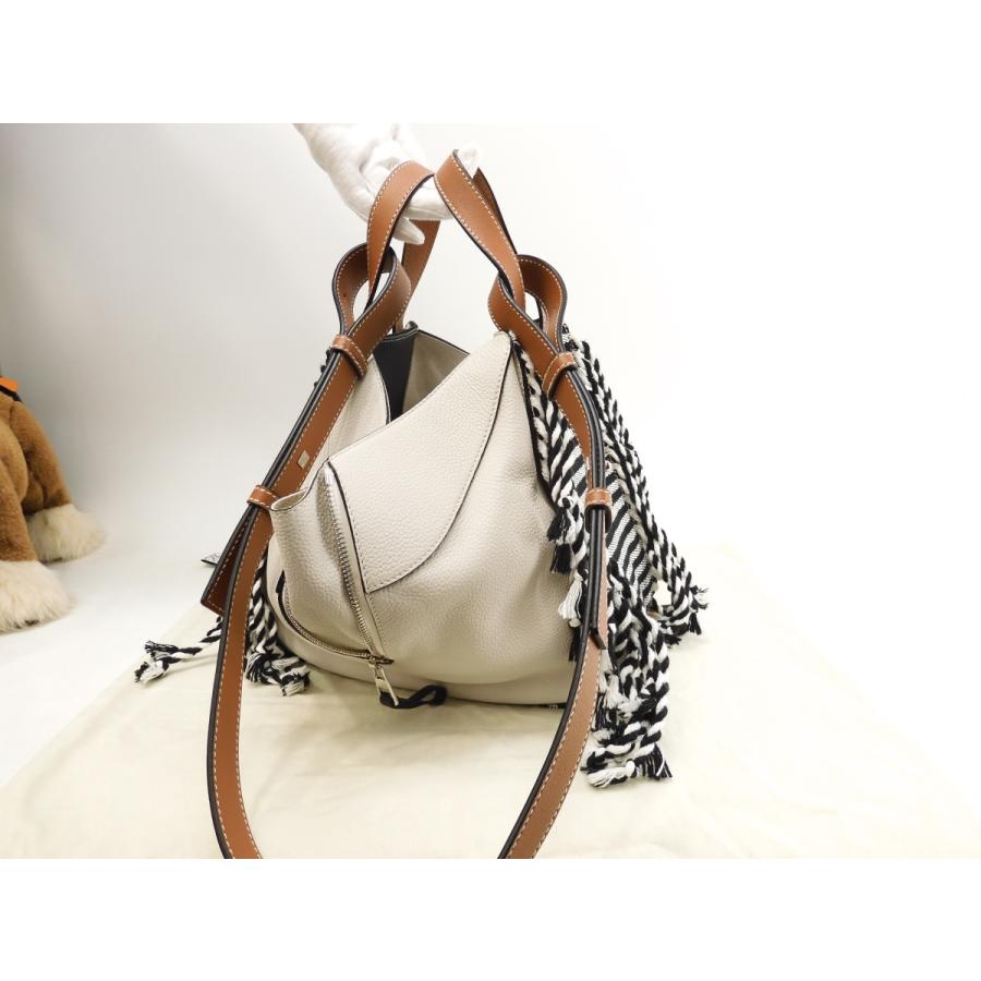 ロエベ ハンモックスモール ボーダーフリンジ レザー/アンゴラ  