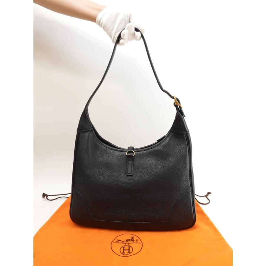 HERMES エルメス トリム31 トゴ 黒 ホーボーバッグ セミショルダー 