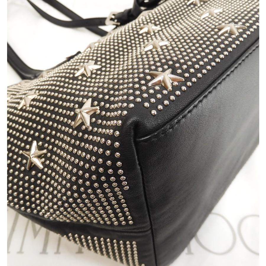 JIMMY CHOO ジミーチュウ サシャS ドット星スタッズ レザー黒 シルバー 