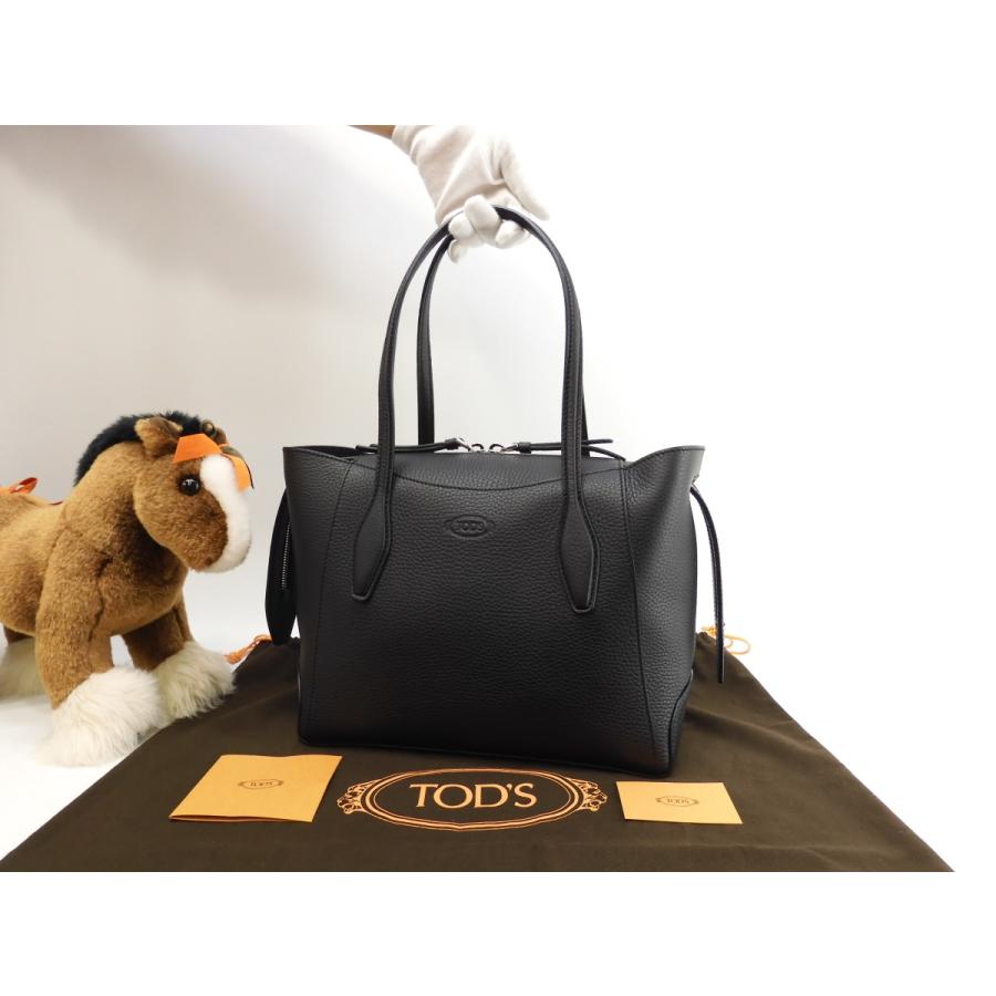 トッズ トートバッグ 型押しレザー 黒 ショルダーバッグ ハンドバッグ 