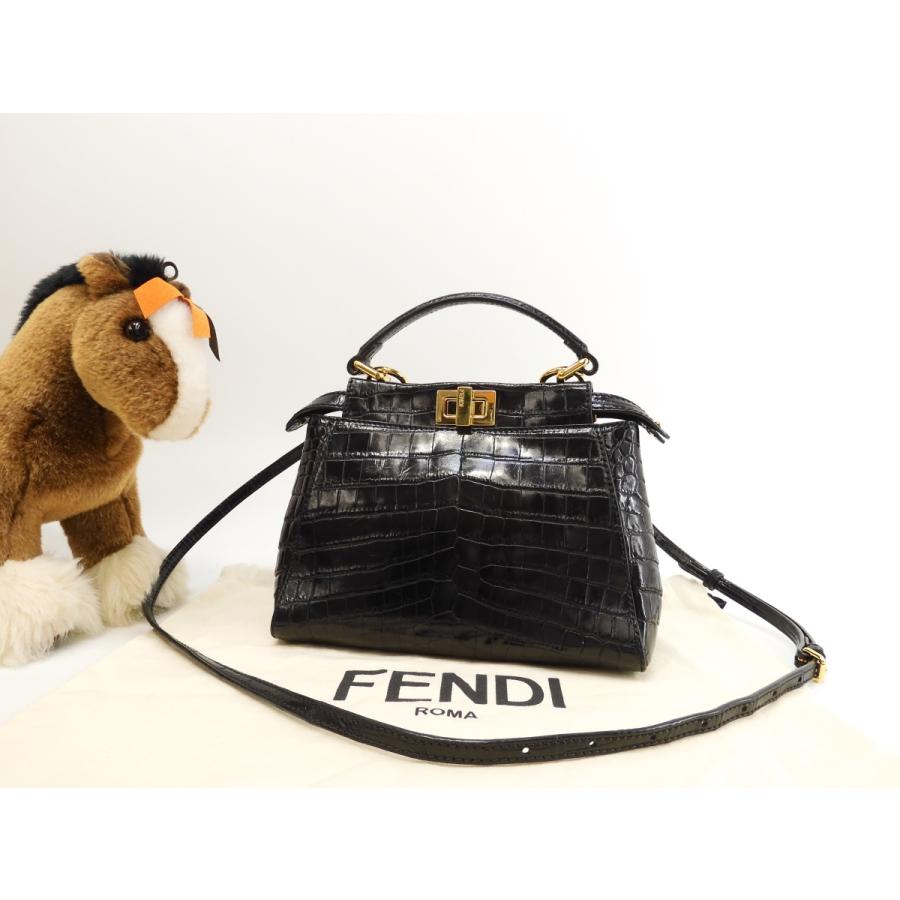 PEEKABOO フェンディ ミニピーカブー クロコダイル 黒 PEEKABOO フェンディ ミニピーカブー クロコダイル 黒