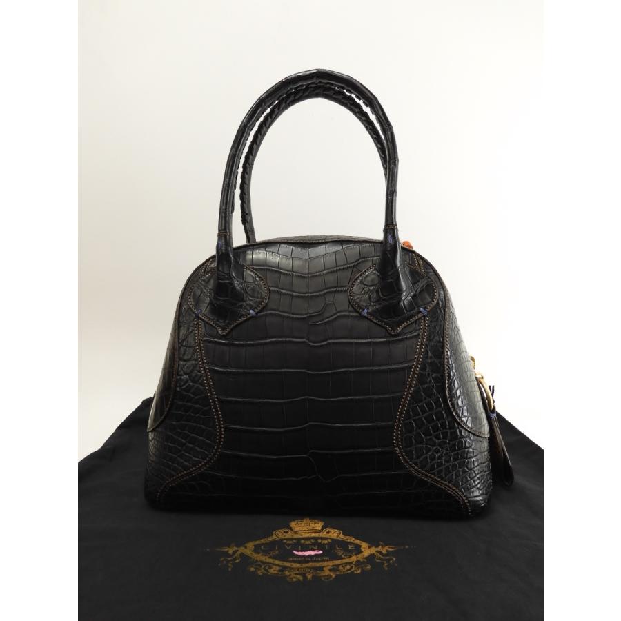 Civinile チビナイル ハンドバッグ ビーグル クロコダイル黒 トート
