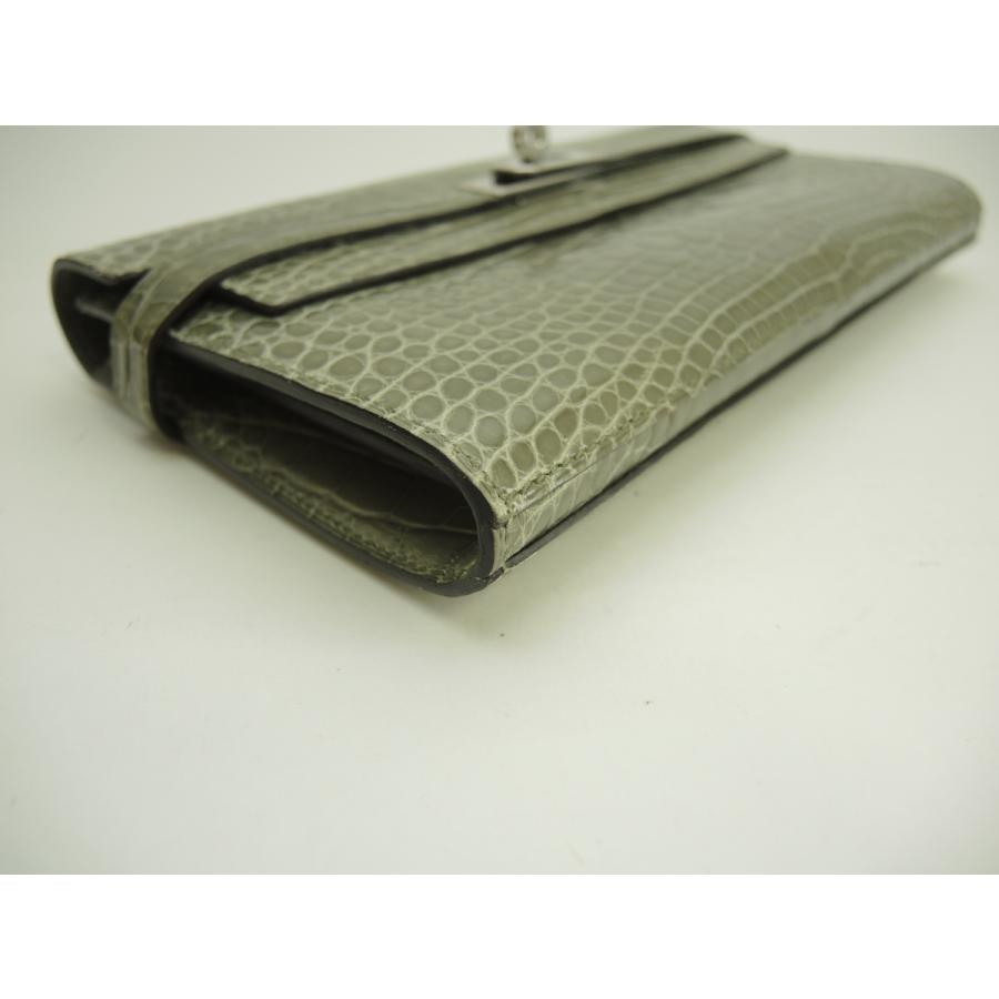 HERMES(エルメス) 長財布 ケリーウォレットロング ベトン シルバー金具 アリゲーターマット HERMES - HERMES(エルメス) 長財布 ケリーウォレットロング ベトン