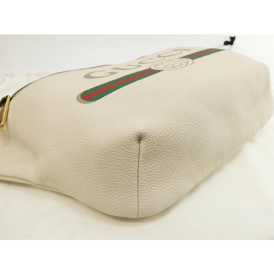 グッチ クロスボディバッグ GGロゴプリント レザー白 斜掛ショルダー  