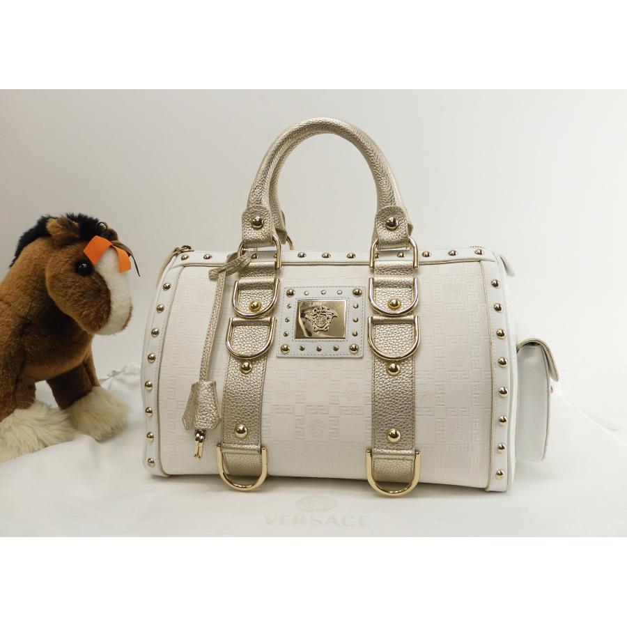 VERSACE ヴェルサーチ ハンドバッグ メドゥーサ レザー白 VERSACE ヴェルサーチ ハンドバッグ メドゥーサ レザー白