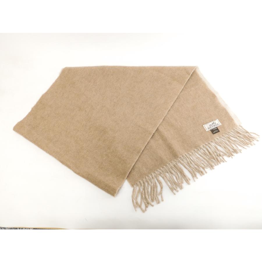 HERMES エルメス マフラー カシミア100% ベージュ薄茶 HERMES エルメス マフラー カシミア100% ベージュ薄茶