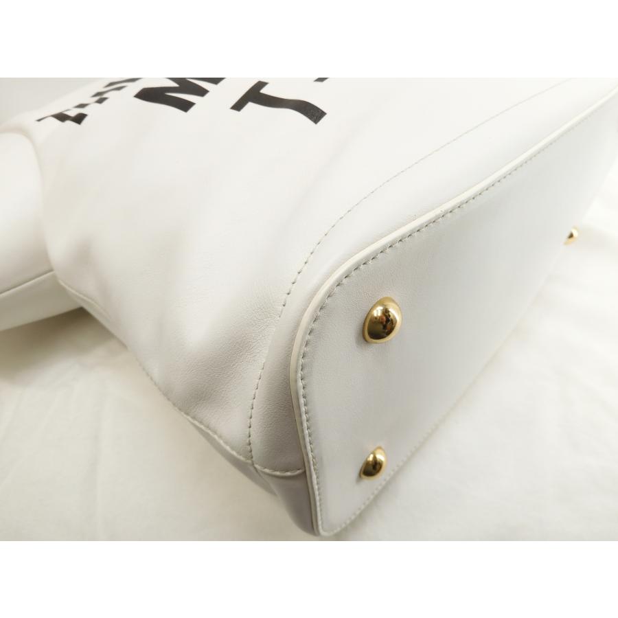 MOSCHINO モスキーノ Tシャツ ハンドバッグ レザー ホワイト