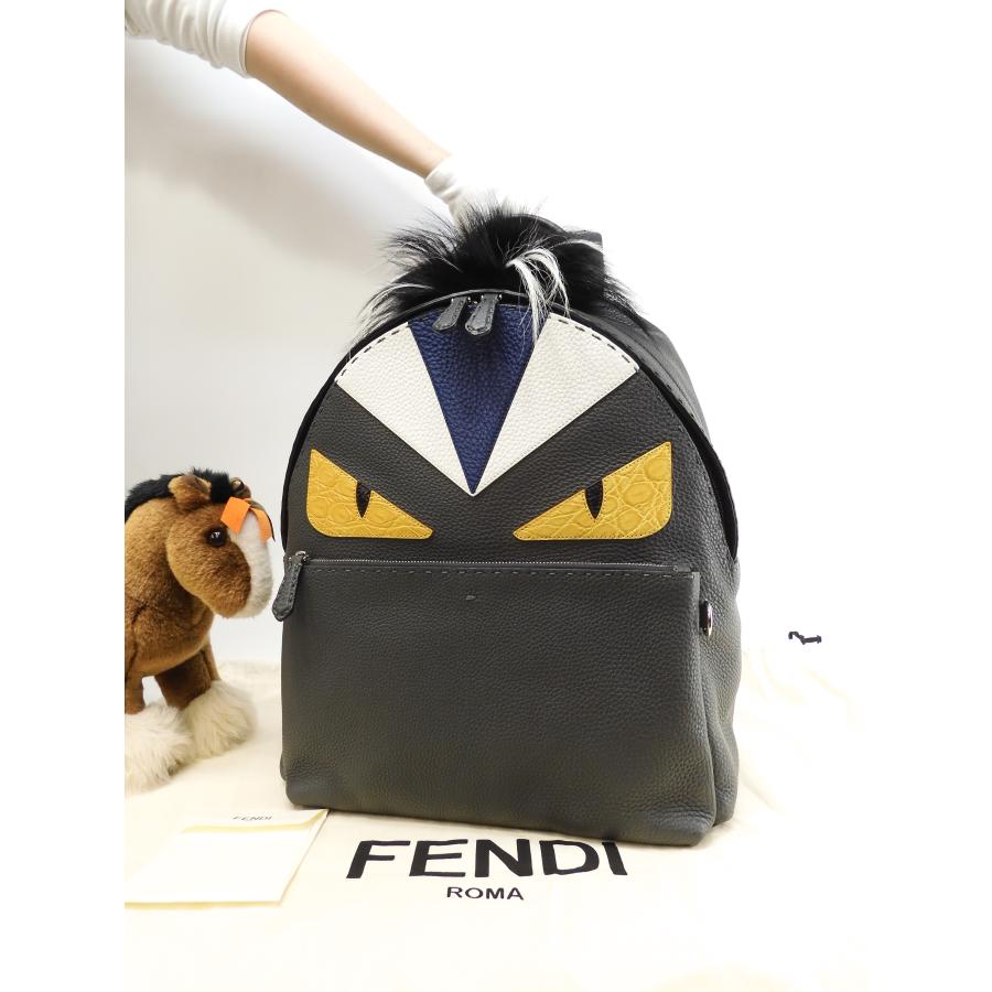 フェンディ バックパック モンスター セレリア/クロコ灰黒 メンズ 新品 