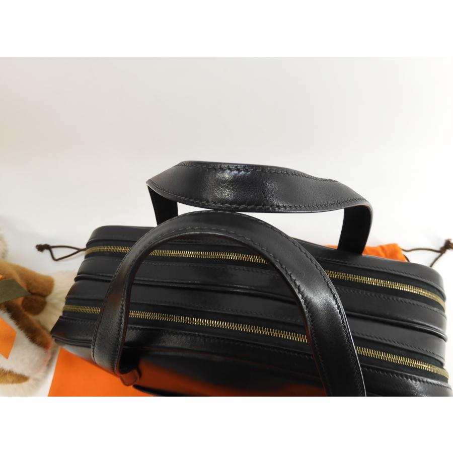 HERMES（エルメス） ドーハ ボックスネパール 黒 ハンドバッグ 美品