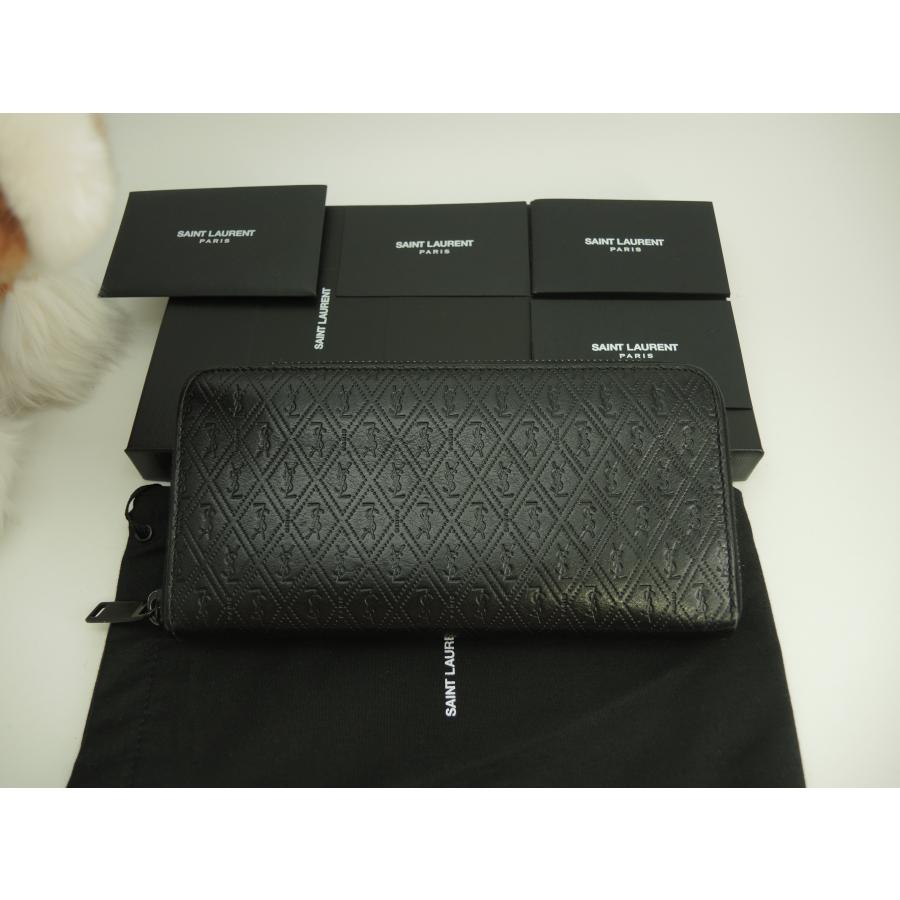 サンローラン ロングウォレット YSL レザー黒 ラウンドジップ長財布