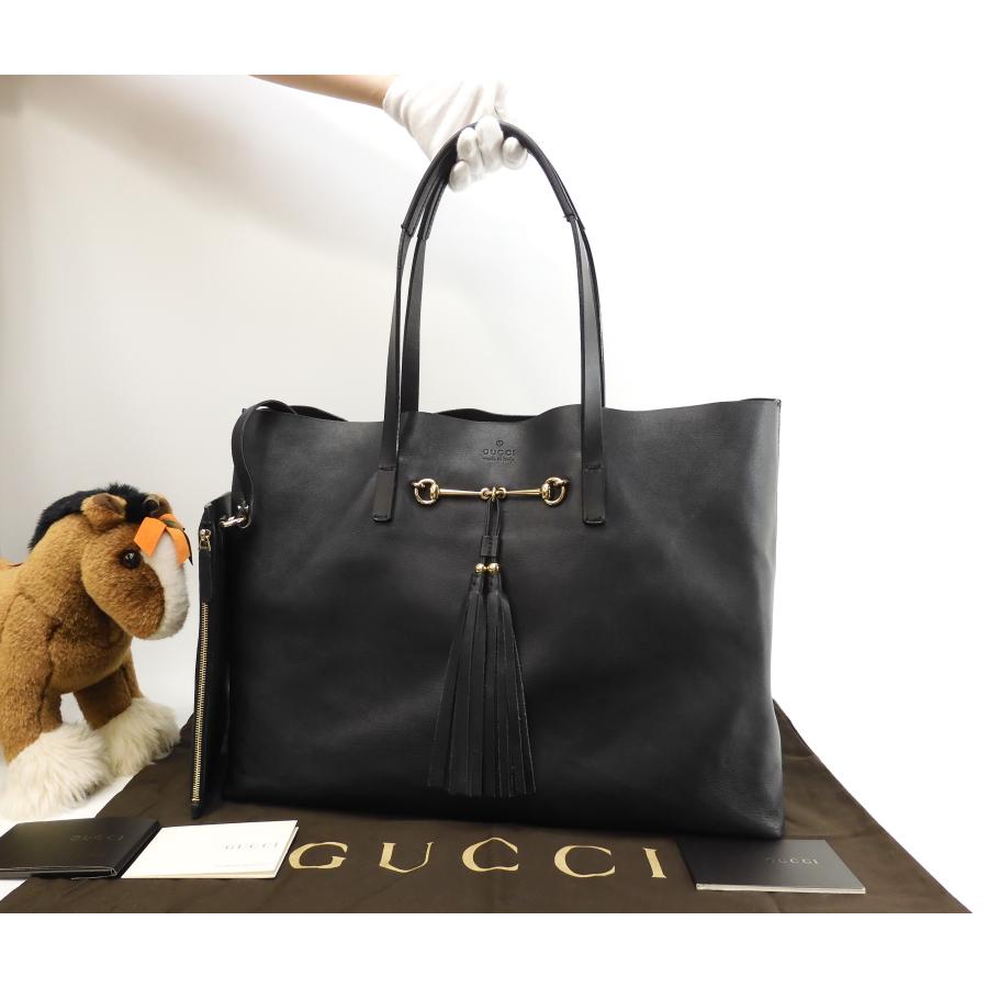 Gucci Horsebit 1955 グッチ トートバッグ タッセル スムースレザー黒 