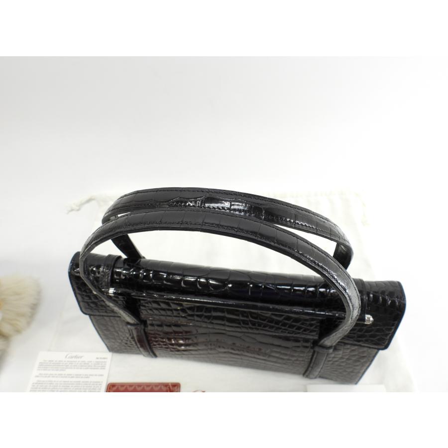Cartier（カルティエ） ハンドバッグ カボション クロコダイル黒