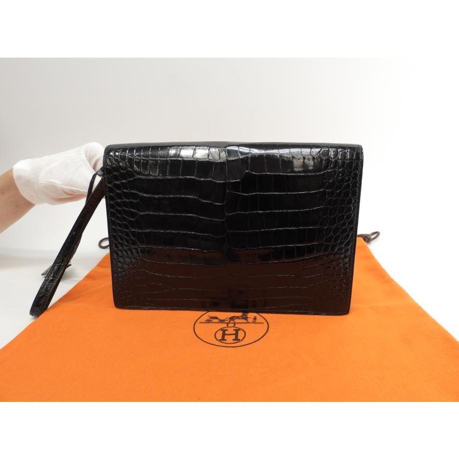 HERMES エルメス ジェット クロコダイル 黒 セカンドバッグ HERMES エルメス ジェット クロコダイル 黒 セカンドバッグ