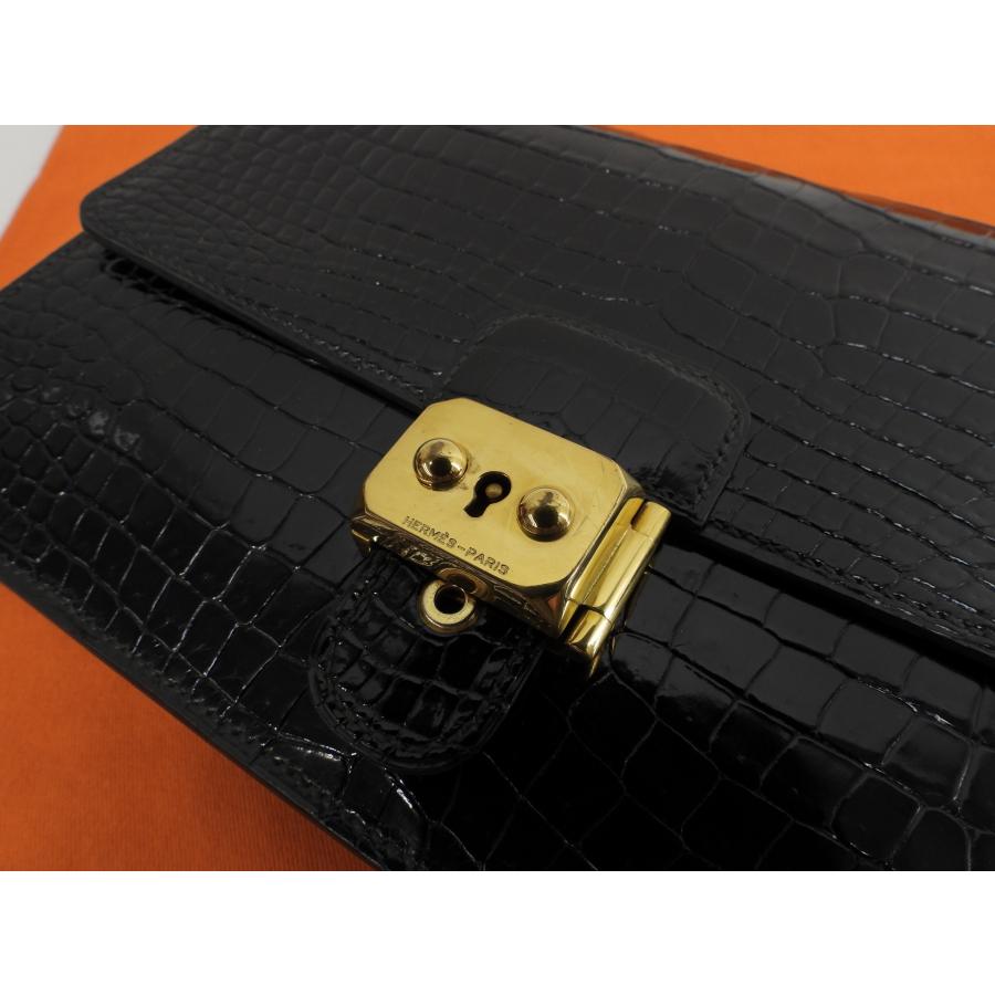 HERMES エルメス ジェット クロコダイル 黒 セカンドバッグ HERMES エルメス ジェット クロコダイル 黒 セカンドバッグ