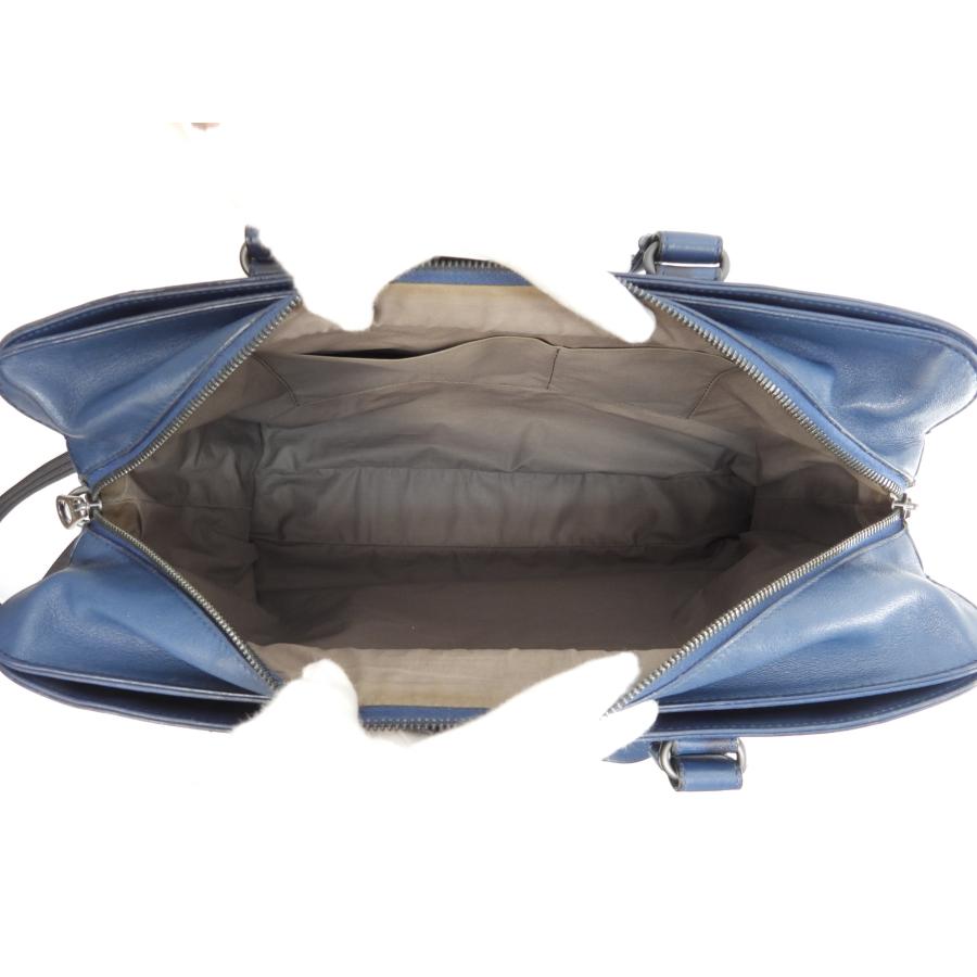 ボッテガヴェネタ s付ブリーフケース 横イントレチャート レザー青黒  