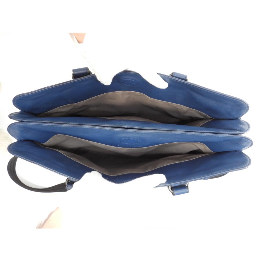 ボッテガヴェネタ s付ブリーフケース 横イントレチャート レザー青黒  