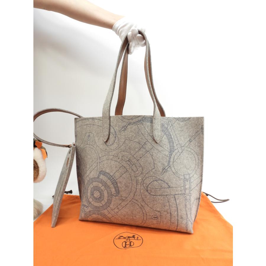 HERMES エルメス サックカリミMM トートバッグ フェルト灰 ショルダー  