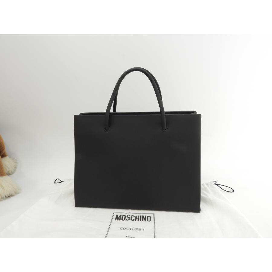 MOSCHINO モスキーノ トートバッグ エンボスロゴ レザー黒 ショッパー 