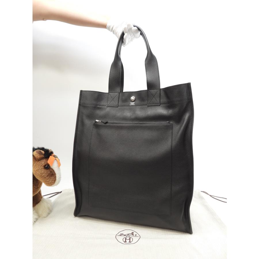 HERMES エルメス サックベルラン縦長 トートバッグ レザー黒 HERMES エルメス サックベルラン縦長 トートバッグ レザー黒
