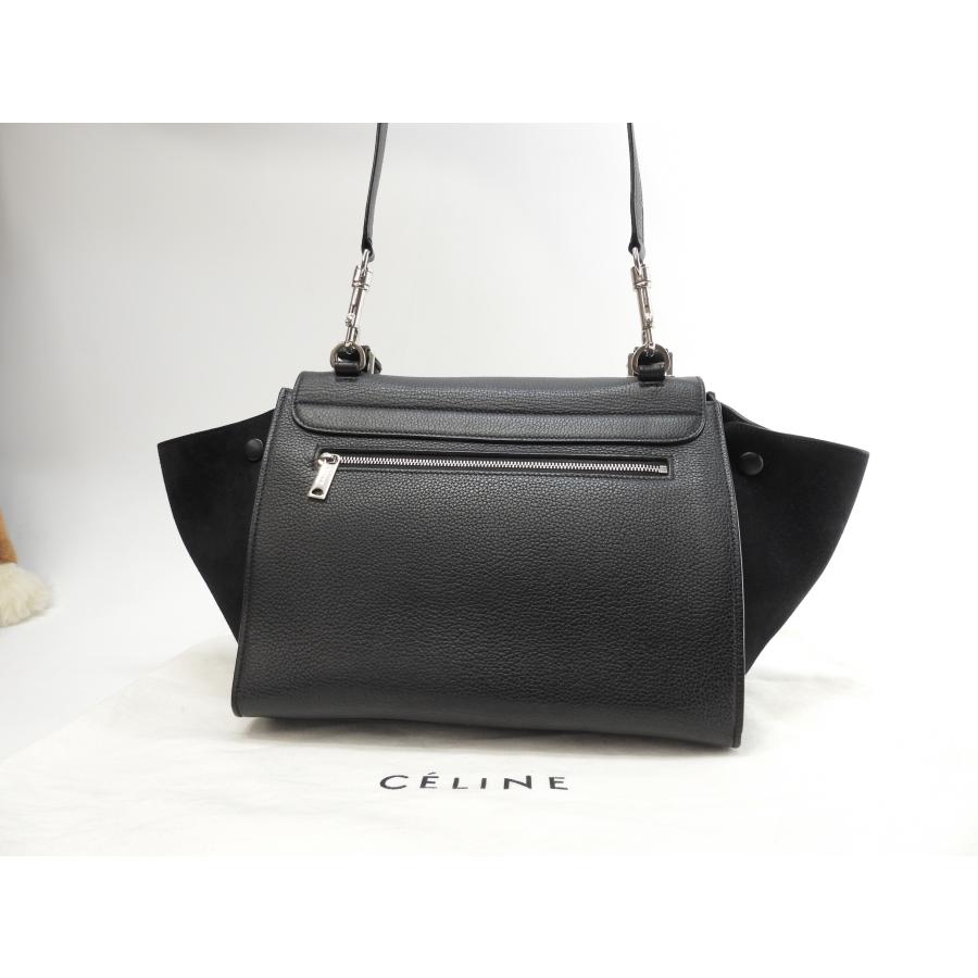 CELINE（セリーヌ） スモールトラペーズ レザー黒 シルバー金具 