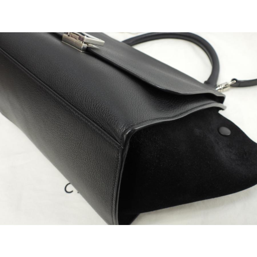 CELINE セリーヌ スモールトラペーズ レザー黒 シルバー金具 