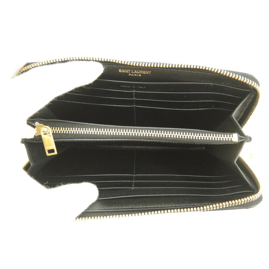 美品イヴサンローラン長財布ラウンドジップレザー黒ゴールドYSL 