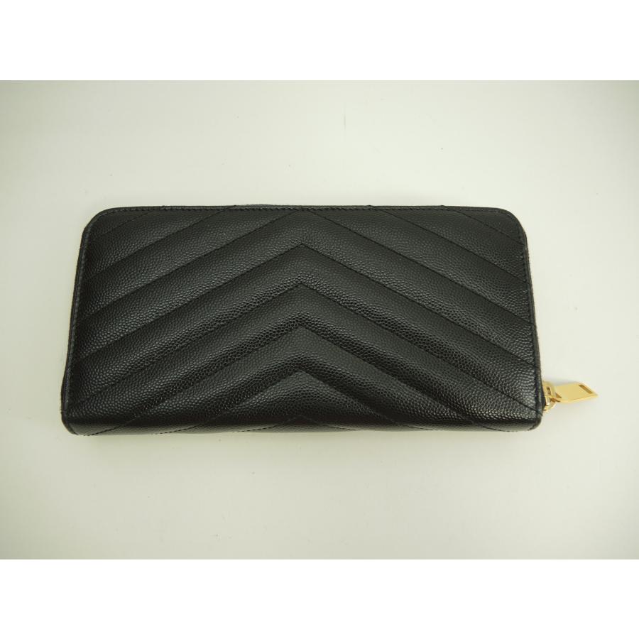 サンローラン ロングウォレット YSL レザー黒 ラウンドジップ長財布 