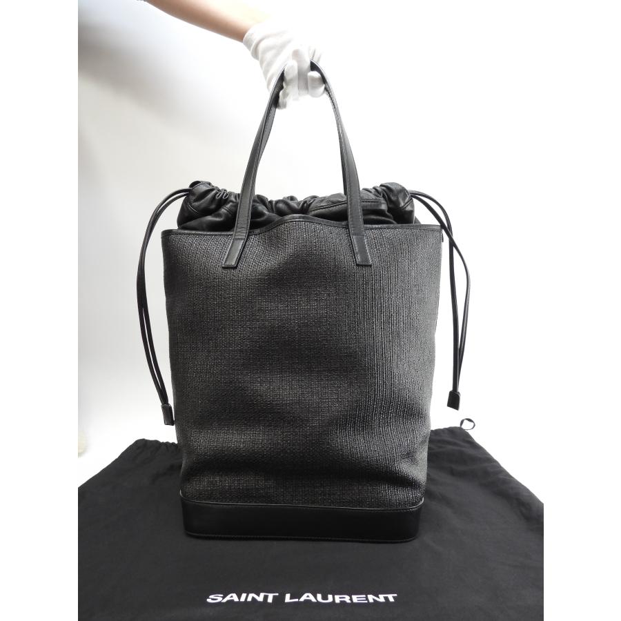 SAINT LAURENT PARIS サンローラン　テディー　巾着トートバッグ SAINT LAURENT サンローラン トートバッグ テディ YSL黒 巾着インナー